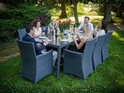 Duży zestaw obiadowy (stół + 8 foteli) GUSTOSO szary technorattan