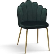 Zestaw 4 zielonych krzeseł z tkaniny z efektem aksamitu, złote nogi - LILLE
