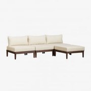 Giulia 3-częściowa Modułowa Sofa Ogrodowa I Pufa W Kolorze Akacjowym Kremowa - Sklum