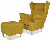 Uszak z pufą fotel skandynawski oliwkowy PRODUCENT