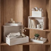 Pudełko drewniane MCW-C20 (zestaw 6 sztuk),  białe shabby