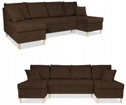 Narożnik Wigo BIG rozkładany z funkcją spania Family Meble welur brązowy