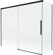 Mexen Rox parawan nawannowy 2-skrzydłowy rozsuwany 180 + 80 x 150 cm, transparent, czarny - 8C9-180-080-70-00