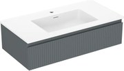 Mexen Rivel szafka łazienkowa 90 cm z umywalką Otis, 1 szuflada, ryflowana , grafit mat/biała mat - 91A20-09023-1-BF66-W18M01
