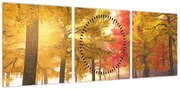 Obraz jesiennych drzew (z zegarem) (90x30 cm)
