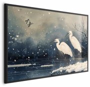 Plakat Czaple nad stawem 30x21 cm z ramą czarną bez marginesu ARTGEIST B
