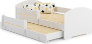 Łóżko piętrowe dziecięce LUK II białe 160x80 cm z szufladą-łóżkiem, materac w zestawie, montaż modułowy prawo/lewo