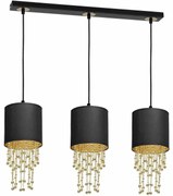 Lampa wisząca, potrójna, z kryształkami ALMERIA BLACK/GOLD 3xE27