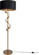 Lampa podłogowa złota z czarnym kloszem i złotym wnętrzem 50 cm - Linden