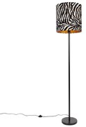 Nowoczesna lampa podłogowa z czarnym abażurem w zebrę 40 cm - Simplo Nowoczesny Oswietlenie wewnetrzne