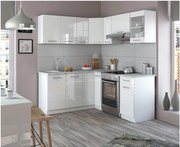 Kuchnia narożna biały wysoki połysk/biały 190x60x81.6 rick