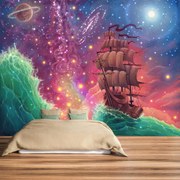 Fototapeta - Statek z kosmicznym niebem (196x136 cm)