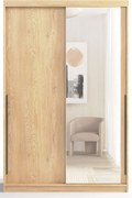 Nowoczesna szafa przesuwna z lustrem 140 cm dąb bielony S0-N67