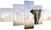 Obraz - Słonie w wielkim mieście (125x70 cm)