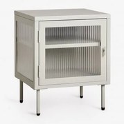 Prostokątny Stolik Nocny 45x40 Cm Ze Stali I Szkła Paoline Awokado - Sklum