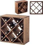 KADAX Regał na wino Loreo kratka drewniany ciemny brąz