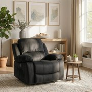 Fotel Masujący ARON Elektryczny Rozkładany z Podnóżkiem Czarny Welurowy Nowoczesny