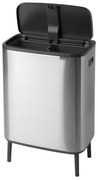 Stalowy kosz na śmieci do segregacji odpadów otwierany na dotyk w kolorze matowego srebra 60 l Bo Touch Bin Hi – Brabantia