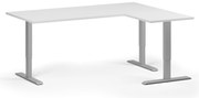 Narożne biurko z regulacją wysokości, 180x140 cm, 3 silniki, L/P, szara podstawa, biały