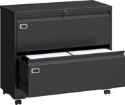 HOMCOM Szafka na dokumenty z 2 szufladami, zamykana, z regulowanym systemem zawieszek na teczki, 90 x 40 x 77,4 cm, czarna | Aosom PL