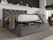 Łóżko tapicerowane 140x200cm z tkaniny bawełnianej - z stelażem na listwach - Szare