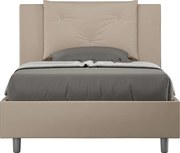 Łóżko bez stelaża tapicerowane 120x200 sztucznej skóry szaro-beżowy Appia