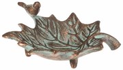 Metalowa pićka Liść klonu z ptaszkami Romance, 17x 16 x 6 cm, miedziana