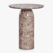 Stolik Nocny Ø45 Cm Z Betonu Layana Brązowy Marmurowy Wygląd Emperador - Sklum