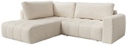 Narożna kanapa lewostronny z tkaniny melanżowej beżowej LORIONA