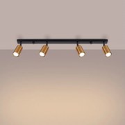 Plafony nowoczesny Glois, stal - 4 źródło światła 3000K - L.82 x H.18.5 cm - czarny/miedź