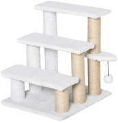 PawHut Schody dla zwierząt 3-poziomowe Pluszowa juta dla psów i kotów Białe 45x40x48cm | Aosom PL