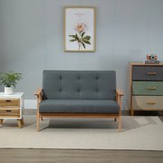 HOMCOM sofa dwuosobowa len drewno kauczukowe 115 cm x 66,5 cm x 73 cm | Aosom PL