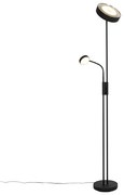 Lampa stojąca czarna w tym LED i ściemniacz z lampką do czytania - Kelso
