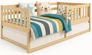 Sosnowe łóżko dziecięce z barierkami A9-E44