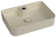 Umywalka ceramiczna nablatowa beżowa z otworem na baterie 50 x 35 cm LERA Ivory