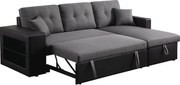 Kanapa narożna rozkładana "Axel" - Możliwość zmiany położenia narożnika (prawostronny lub lewostronny) - 3 miejsca - Czarno-szara