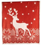 Czerwony koc ze świątecznym motywem z materiału sherpa 130x150 cm – Tiseco Home Studio