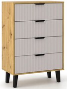 Kooda ryflowana z 4 szufladami dąb artisan + kaszmir K2-H94