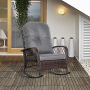 Outsunny fotel bujany z poduszką meble ogrodowe krzesło ogrodowe PE rattan brązowy