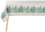 Obrus świąteczny w choinki i płatki śniegu