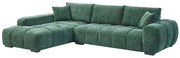 Kanapa narożna lewostronna z zieloną teksturowaną tapicerką - BERENIA