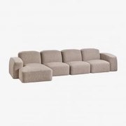 Bastian 4-częściowa, Lewostronna Sofa Modułowa Z Leżanką Tkanina Mokka Brąz Bouclé - Sklum