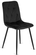 Czarne welurowe krzesło pikowane w romby F2-B13