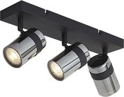 Czarny reflektor sufitowy z przydymionym szkłem, 3-punktowy, obrotowy i przechylny - Gianni