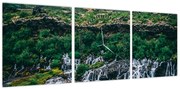 Obraz wodospadów w przyrodzie (z zegarem) (90x30 cm)