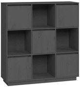 Szary regał kwadratowy sosnowy z szafkami R9-T14