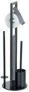 Czarny stojak na papier toaletowy ze szczotką ze stali nierdzewnej Ravina – Wenko