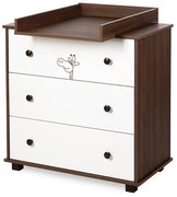 Komoda dla dzieci SAFARI ŻYRAFKA 90 biała/orzech z przewijakiem LITTLE SKY