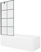 Mexen Cubik wanna prostokątna 170 x 70 cm z obudową i parawanem 1-skrzydłowym 80 cm, czarny wzór - 550317070X9508007077