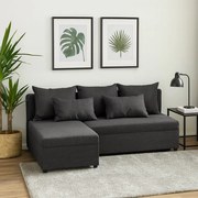 Wygodny narożnik tapicerowany - FELIX z funkcją spania i pojemnikiem na pościel, grafitowy - Sawana 05, lewy